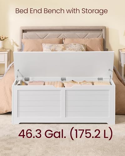 VASAGLE Storage Chest, 47.2 Inches Width Bench with 2 Safety Hinges - Image 4