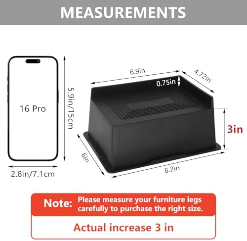 4 Pack Bed Risers 3 inch, Oversized Furniture Risers Heavy Duty - Image 2