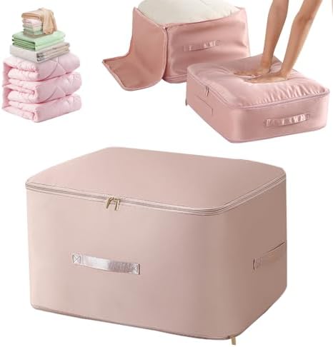 2024 NEW Space Saving Self Compression Organizer,Self Compression Moving Organizer Bags,Storage Tote for Space Saving,Heavy Duty Moving Bags for Comforters,Clothes (Pink, 15.75*11.8*7.08in) by Busylive