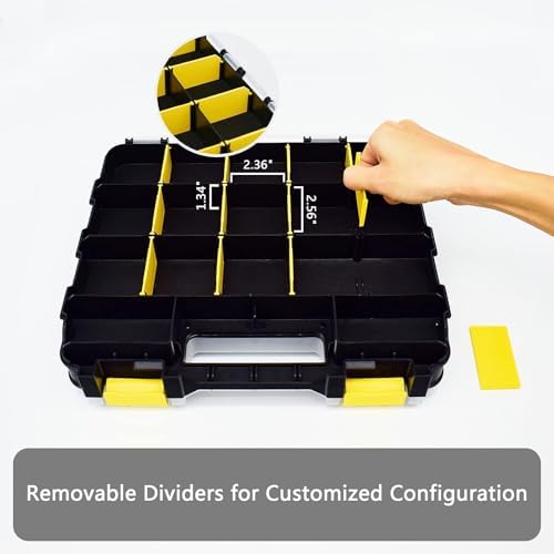 AIDY-PRO Hardware Organizer Box 34 Compartments Small Parts Organizer with Removable Dividers Durable Plastic Double Side Tools Box Screw Organizers For Nuts, Bolts, Screws, Nails 2Pack - Image 4