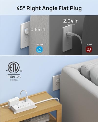 TROND Power Strip with USB, 10ft Extension Cord, 1300J, ETL Listed - Image 4