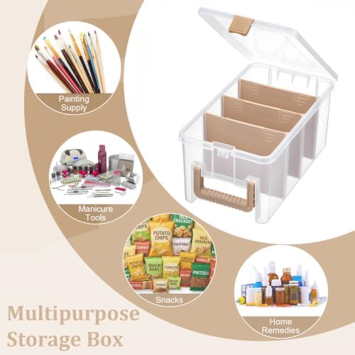 BTSKY Clear Plastic Dividing Storage Box with 4 Deep Compartment Sewing Box - Image 7