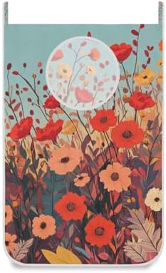 Autumn Poppy Flowers Door Hanging Laundry Hamper Bag with Free Adjustable Stainless Steel Hooks Dirty Clothes Hamper Extra Large Over the Door Laundry Hamper 29.5X20inch 1PC by WelcometoElliTarr