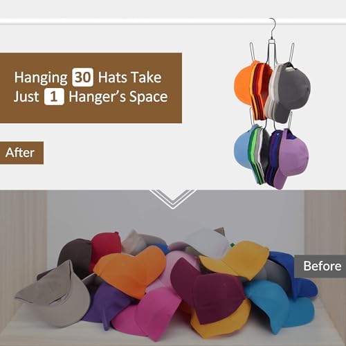 ZEDODIER Hat Hangers for Closet, Rotatable Metal Hat Organizer, Max 40 Storage Capacity, Hat Racks Cap Organizer for Baseball Caps,Spcae Saving Closet Organizers and Storage, Black - Image 2