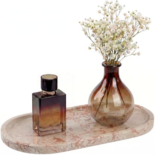 YKAJO Calacatta Viola Pink Oval Marble Tray, 11.8x5.9 Perfume Organizer by YKAJO