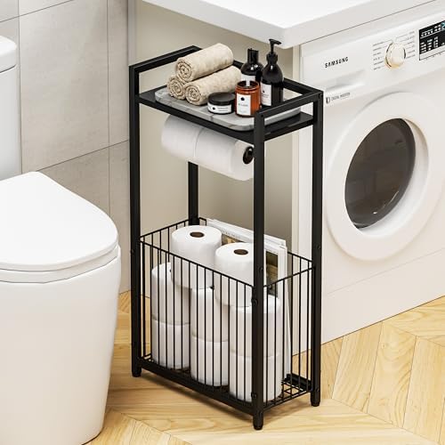 Freestanding Toilet Paper Holder with Storage Shelf - Larger Size - Image 2