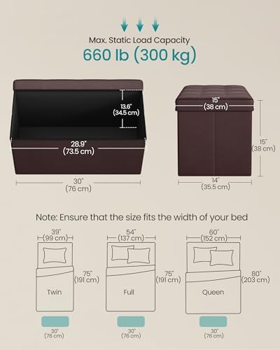 SONGMICS Storage Ottoman Bench, 30 Inches Folding Foot Rest Stool - Image 3