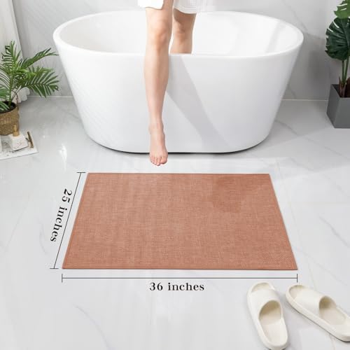 chakme Bathroom Rugs Mat 36x24, Ultra Thin Non Slip Bath Mat Large Quick Dry Absorbent Bath Mat for Bathroom, (Dark Pink, 36"x24") - Image 2
