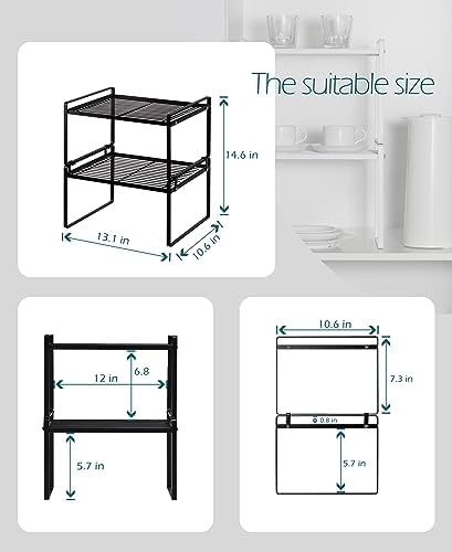 Shantton Cabinet Shelf Organizer, Pantry Shelf Rack, Black 13.1x10.6x7.3 - Image 3