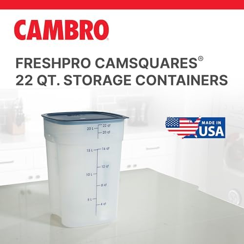 Cambro FreshPro 22 Quart (QT) Food Storage Container with Lid (Restaurant Grade) - for Food Prep, Commercial Kitchen, Pet and Dog Food Container (Translucent) - Image 2