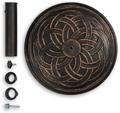 Backyard Expressions Round Heavy Duty Patio Umbrella Base – Weather Resistant Calcium Carbonate Resin with Bronze Weave Design – Fits 1.5" to 2" Poles, Easy Assembly, UV & Fade Resistant - Image 5