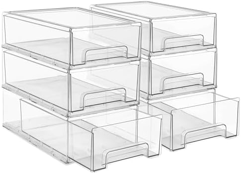 Sorbus Clear Stackable Storage Drawers for Refrigerator (Medium, 6 Pack) by Sorbus