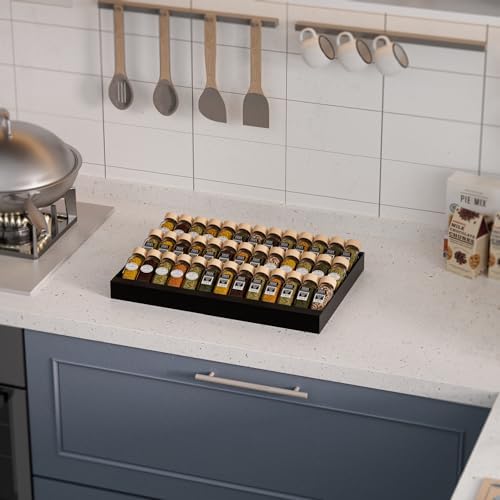 Expandable Metal Spice Drawer Organizer,3-Tier Slanted Seasoning Jars Tray for Kitchen Cabinet Drawers Insert/Countertop (Jars not included)-3Tier,2packs/Black - Image 4