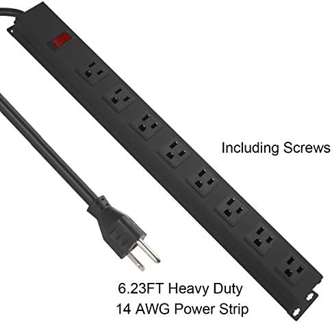 HHSOET Heavy Duty Long 8 Outlets, 14AWG Extension Cord, Black, 3FT, 2 - Image 4