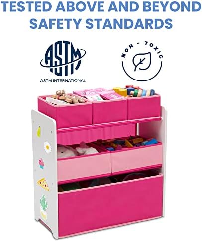 Delta Children Design and Store 6 Bin Toy Organizer, White/Pink - Image 5