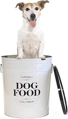 Harry Barker Bon Chien Dog Food Storage Canister – Small 3.5 gallons, Airtight Stainless Steel Pet Food Container, Stylish Kitchen Counter Dog Kibble Storage with Easy-Open Lid - White - Image 6