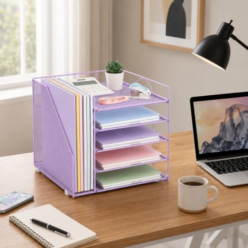 LEKETREE Desk Organizers and Accessories, 5-Tier Paper Letter Tray - Image 2