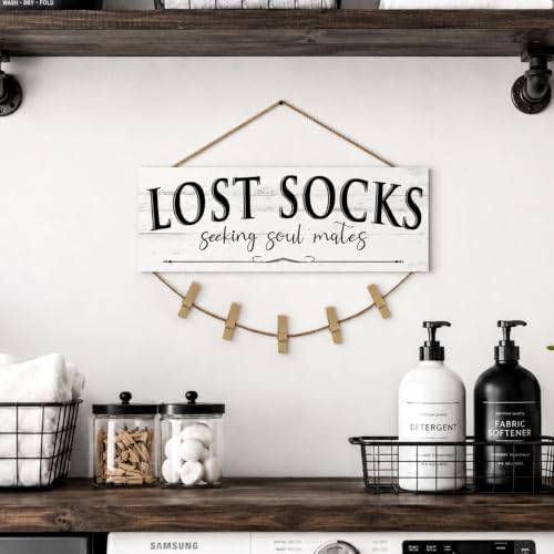 Laundry Room Signs Lost Socks Hanging Decor Wall 6" x 14.5" - Image 2