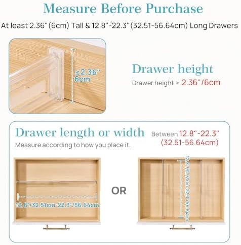 Vtopmart 2.36" Short Upgrade Drawer Dividers 12.8"-22.3" Expandable 8 Pack - Image 2