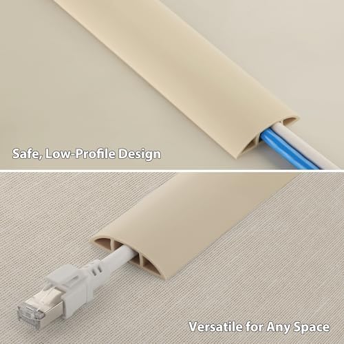 ZhiYo 3.6ft Floor Cord Cover, Cable Cavity 0.6" W x 0.3" H, Ivory Beige - Image 3