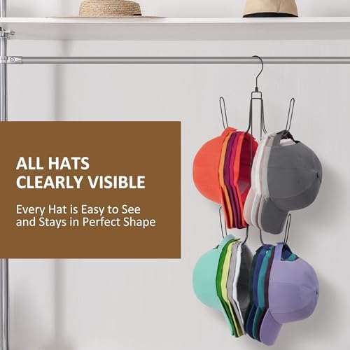 ZEDODIER Hat Hangers for Closet, Rotatable Metal Hat Organizer, Max 40 Storage Capacity, Hat Racks Cap Organizer for Baseball Caps,Spcae Saving Closet Organizers and Storage, Black - Image 4