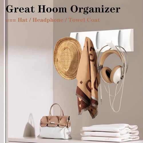 Folding Coat Hooks, Wall Mounted Coat Rack with 3 Retractable Hooks, Heavy Duty Towel Rack for Bathroom Wall Hook for Hanging Clothes Bathrobe, Stainless Steel Coat Hanger for Entryway(White) - Image 2