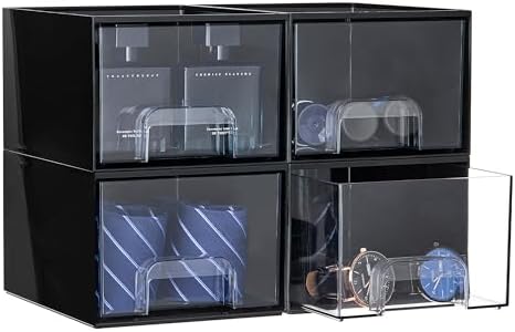 Vtopmart Black Small Stackable Storage Drawers for Cologne Organizer by Vtopmart