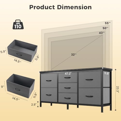 DUMOS 7 Drawer Fabric Dresser, Clothes Organizer Storage Tower for Bedroom - Image 3