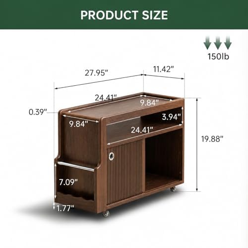 Solid Oak Side Table with Storage, Narrow End Table with Magazine Rack - Image 2