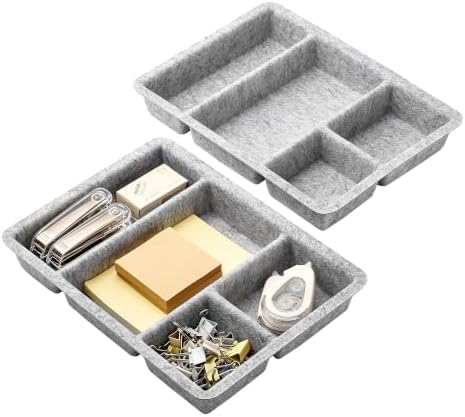 Vtopmart 2Pack-4Compartment Felt Desk Drawer Organize Storage Bins, Grey by Vtopmart
