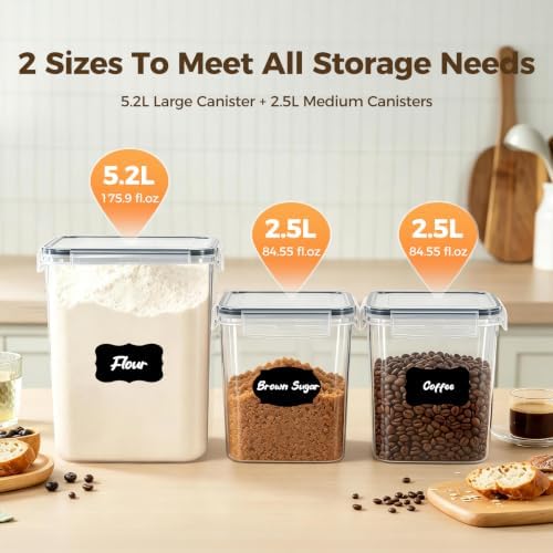 3-Pack Airtight Food Storage Containers, BPA-Free Stackable Cereal - Image 2