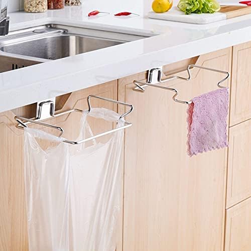 2 Pcs Large Stainless Steel Trash Bag Holder for Cabinets, Cupboards, Under Sink, Garbage, Kitchen Waste, Silver - Image 6
