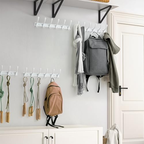 SKOLOO Heavy Duty Wall Mounted Coat Rack - 6 Hooks, Stainless Steel, Sturdy Coat Hooks for Hanging Clothes, Jacket, Hat, White - Image 5