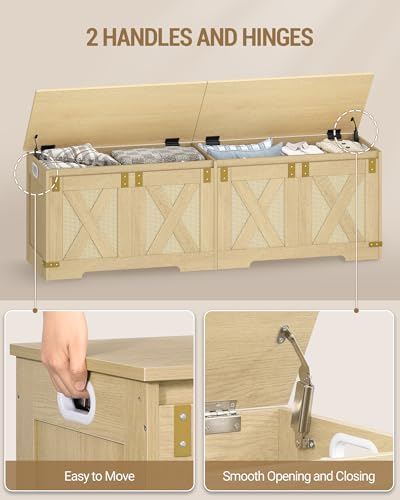 Hzuaneri 59 inches Boho Storage Chest and Bench | 70 Gal | 330lb Seat - Image 6