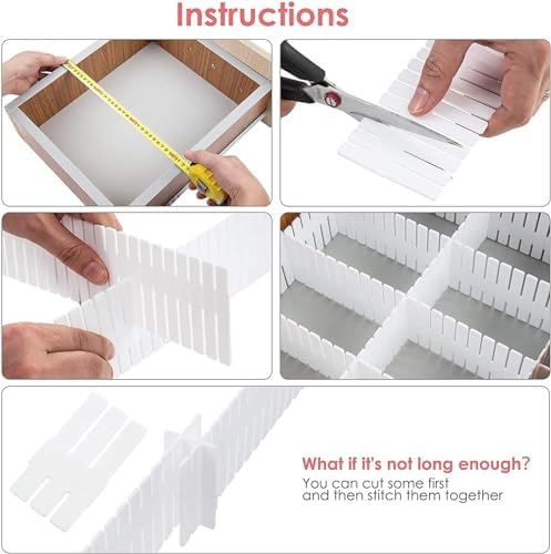 18Pcs Drawer Dividers, Adjustable Drawer Organizer for Socks, Underwear, Makeup, Can Help Tidy Kitchen, Bedroom, Dresser White - Image 3
