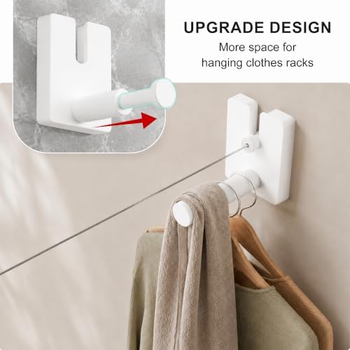 RFOUO Wall Mounted Retractable Clothesline Indoor & Outdoor, 4.2M,White - Image 6
