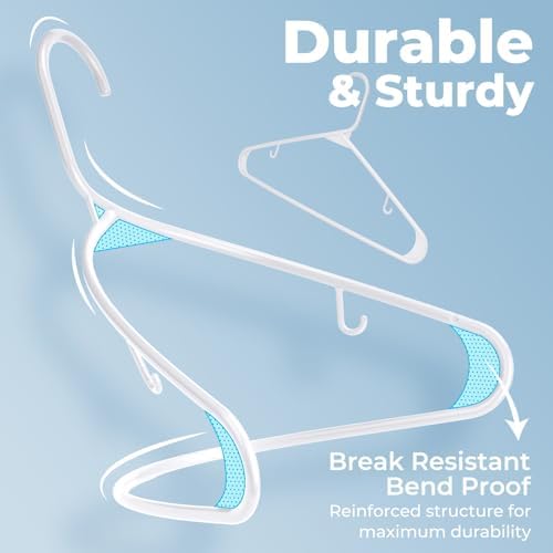 HOUSE DAY White Plastic Hangers 16 Pack, Slim Space-Saving Clothes Hangers - Image 6