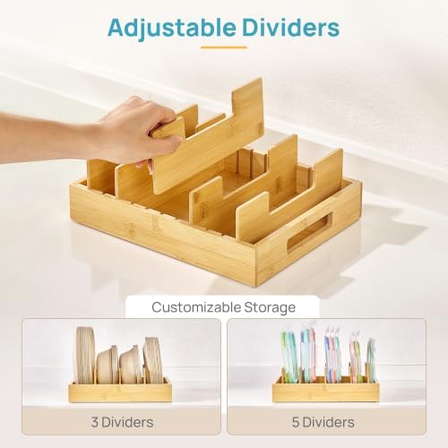 Vtopmart Bamboo Lid Organizers for Kitchen Cabinet Organizer with 7 Section - Image 5