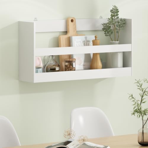 Furinno Hermite Rectangular Floating Shelves for Wall, Plain White - Image 4