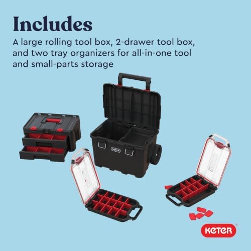 Keter Stack N Rolling Tool Box Modular Storage System 4 Piece - Image 6