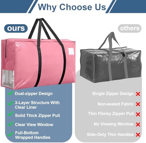 3Pcs Extra Large Heavy Duty Moving Bags with Reinforced Zippers & Handles - Image 6