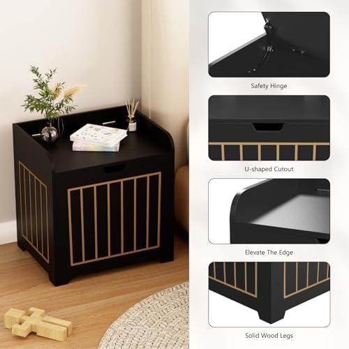 Aenuert Storage Chests, Small Cube Organizer Box,Wooden Entryway Storage (Black, Without Handles) - Image 6