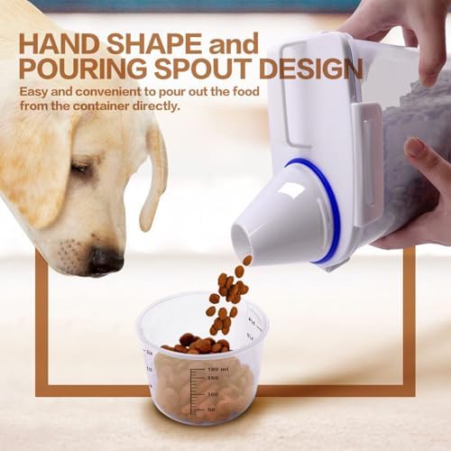 TIOVERY Dog Food Storage Container Small, Cat Food Storage Container Airtight Plastic Dispenser with Graduated Measuring Cup, Pourable Spout and Portable Collapsible Dog Bowl for Pet Food, Birds Seed - Image 2