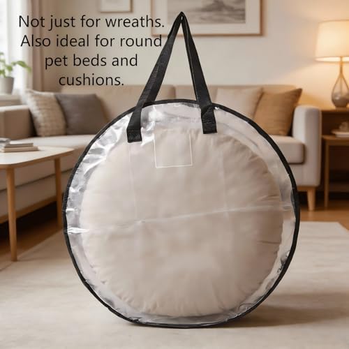 Hayoulabo 4 Pack Clear Christmas Wreath Storage Bags 24 Inch - Waterproof Wreath Container with Dual Zipper and Reinforced Handles for Artificial Wreath, Garland and Holiday Decor Organization - Image 4