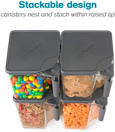 Polder 4-Quart Handle-It Food Grade, BPA Free Storage Canister, Stackable, Secure handle for easy one handed pour - Image 4
