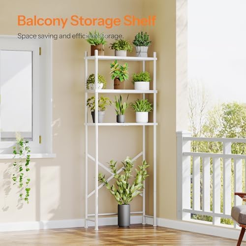 HOOBRO Over the Toilet Storage, 3-Tier Over Toilet Bathroom Organizer, Freestanding Above Toilet Shelf with Adjustable Feet, Space Saving, Easy Assembly, White WW63TS01 - Image 6