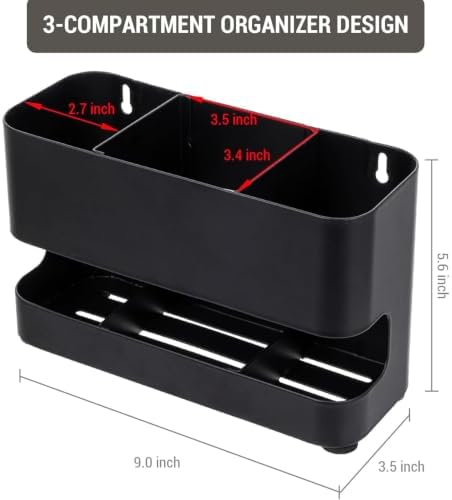 MyGift Wall Mount Salon Hair Tool Organizer with 3 Slots, Black Metal - Image 5