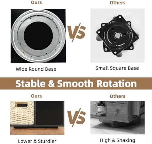 Square Rotating End Table with Storage, 16"D x 16"W x 23.3"H, Black - Image 4