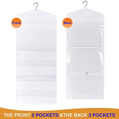 ProPik Hanging Double Sided Gift Bag Storage Organizer with Multiple Front and Back Pockets - Organize Your Gift Wrap, Tissue Paper, and Paper Bags 38 x 16 Inch PVC (White) - Image 2