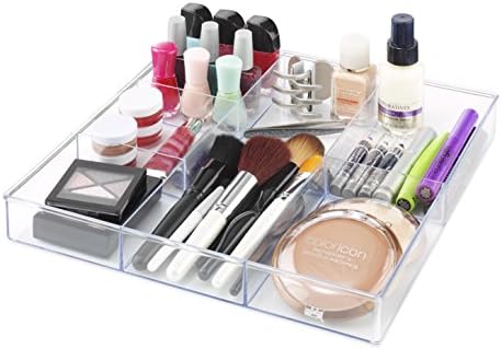 Whitmor Clear 6-Section Drawer Organizer | For Makeup & Accessories | Sturdy Resin | 11.9 x 11.9 x 1.7 Inches | Pack of 6 - Image 2